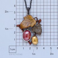 Traditional Japanese Techniques Hido and Iroage showcase Autumn Leaves and Fruit Necklace - Copper, Brass, and Shibuichi