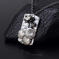 For Your Artistic Life! : Lotus motif Textured Oxidized Silver Unisex Pendant