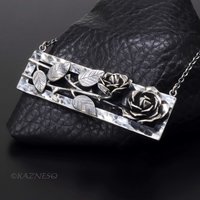 Dimensional Rose Oxidized Sterling Silver Statement Necklace