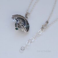 Black Pearl Necklace for Evenings Out – Rococo Silver Shell, Blue-Green Tourmaline
