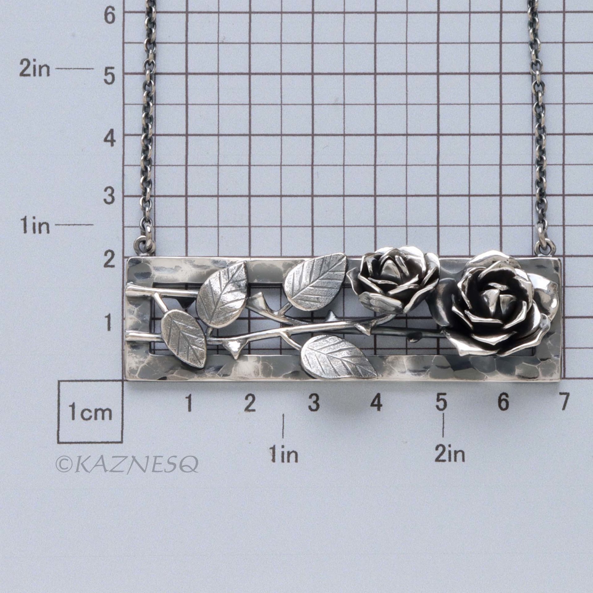 Dimensional Rose Oxidized Sterling Silver Statement Necklace