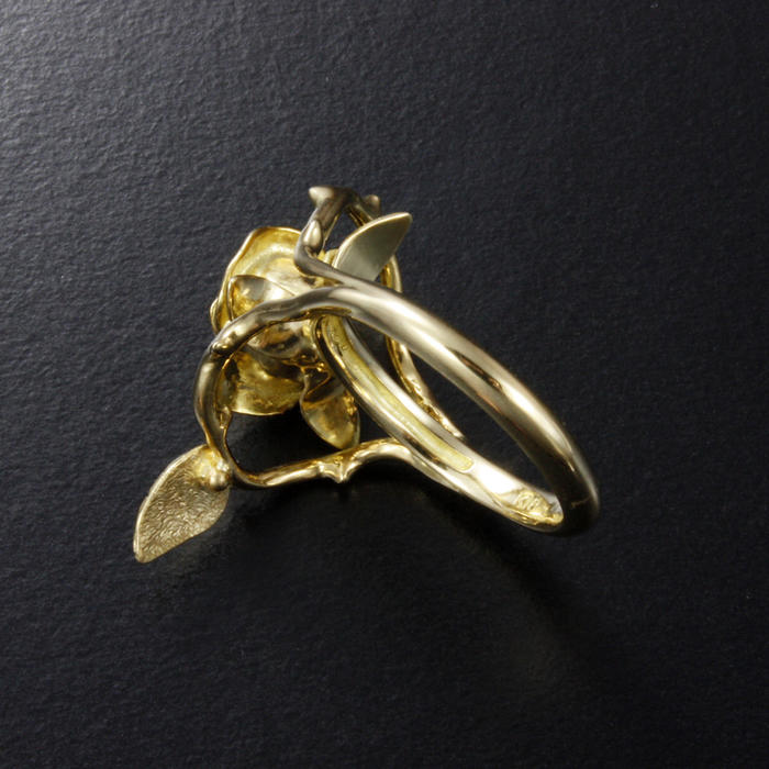 18K gold rose motif ring