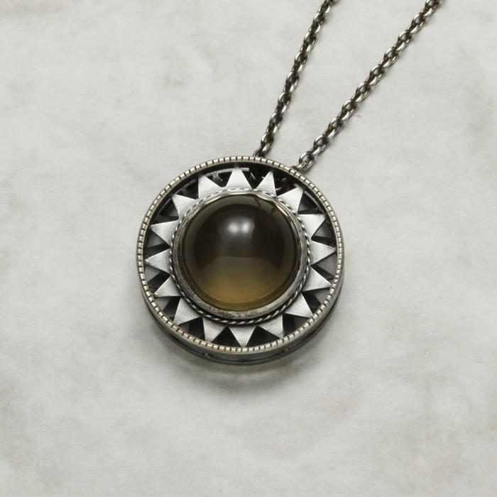 Art Deco style pendant necklace, brown quartz pendant necklace, cats eye jewelry