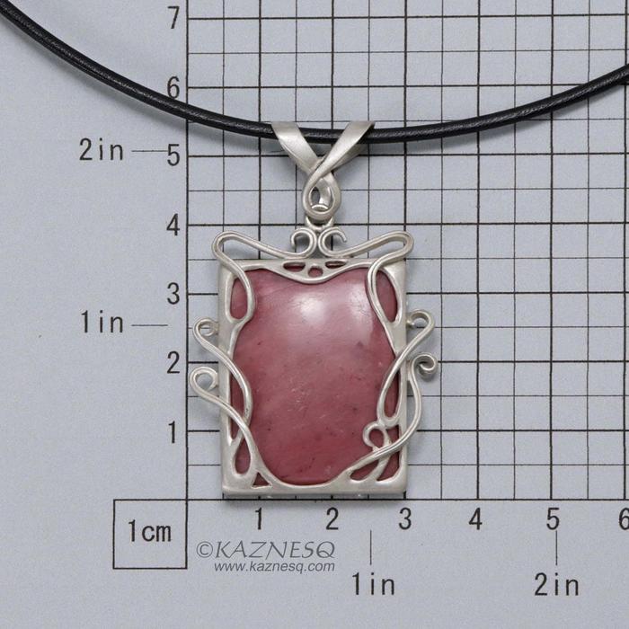Pink stone Art Nouveau style silver pendant necklace