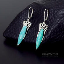 (C) KAZNESQ: Art Nouveau style Amazonite Silver Drop Earrings