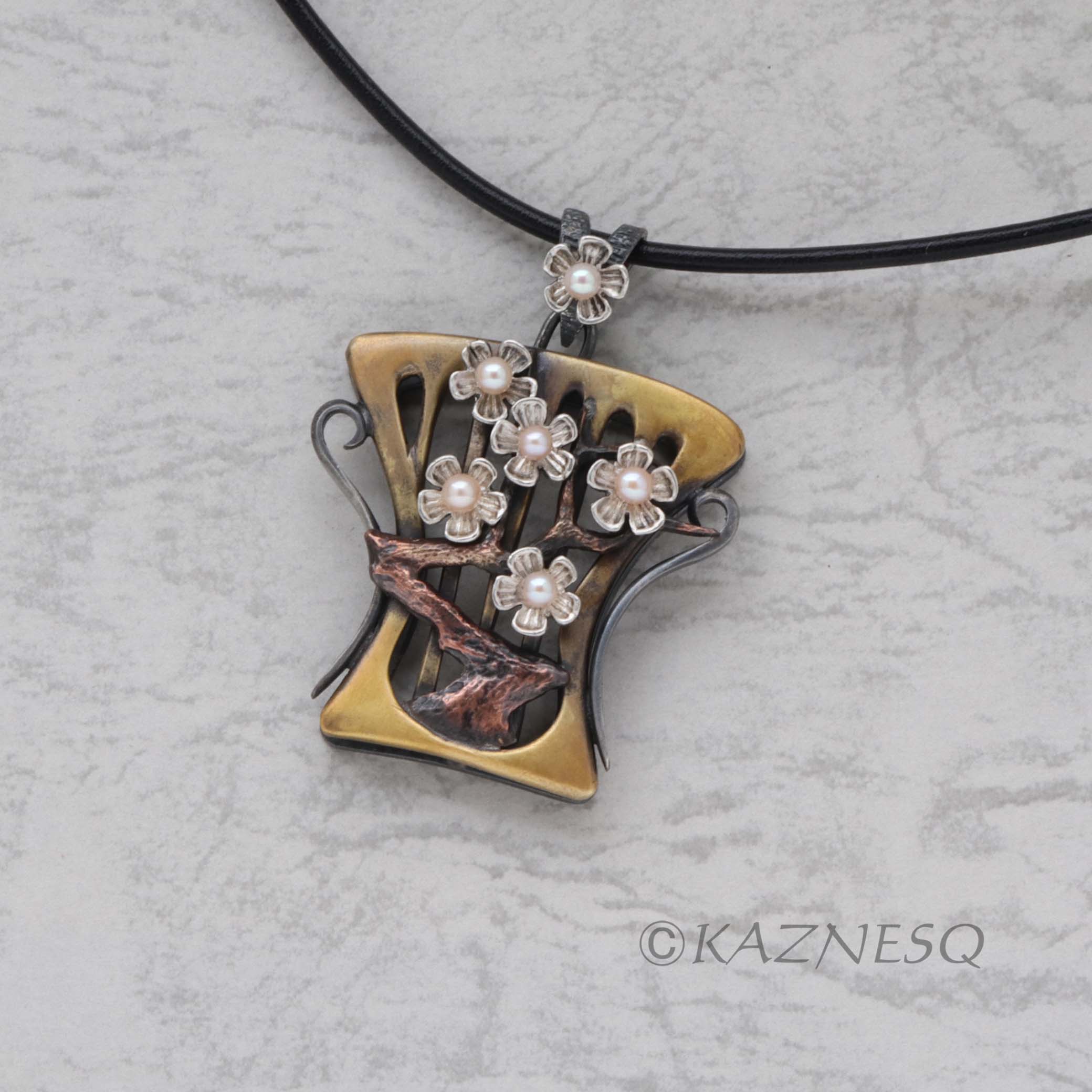 Ume Japanese Plum Blossom pendant (with optional chain)
