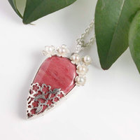 SOLD: Lacy openwork silver pendant with piemontite.