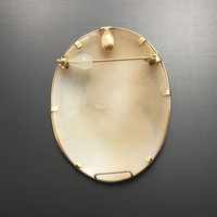 SOLD: Vintage Shell cameo hand carved by an artist with gold frame(C2)