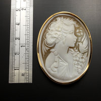 SOLD: Vintage Shell cameo hand carved by an artist with gold frame(C2)