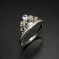 Made to order: Tiara motif white sapphire silver ring