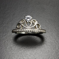 Made to order: Tiara motif white sapphire silver ring