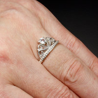 Made to order: Tiara motif white sapphire silver ring