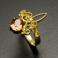 Bicolor facet tourmaline ring