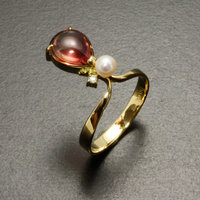 Bicolor tourmaline cab ring