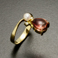 Bicolor tourmaline cab ring