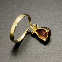 Bicolor tourmaline cab ring