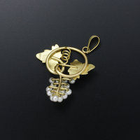 Yellow gold grape motif pendant with freshwater pearls