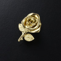 18K yellow gold rose motif pin brooch