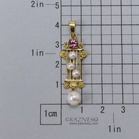 Imperial topaz and pearls 18K gold pendant