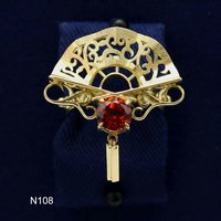 Custom order : Openwork 18K gold Fan Ring with gaarnet