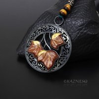 (C) KAZNESQ: Ivy and arabesque open work pendant
