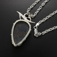 Azurite tribal tattoo silver pendant necklace