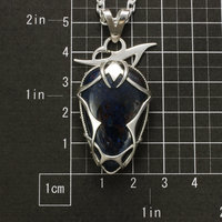 Azurite tribal tattoo silver pendant necklace