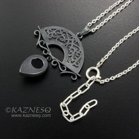 (C) KAZESQ: Spring flower Keum Boo silver necklacewith a rutilated quartz