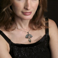 (C) KAZESQ: Spring flower Keum Boo silver necklacewith a rutilated quartz
