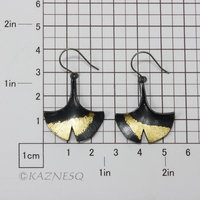 (C) KAZNESQ: Made to Order: Ginkgo leaf earrings of silver with fine gold