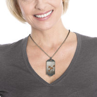 The moon and the leaves Keum Boo silver picture pendant
