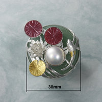SOLD: Water lily ring, mabe pearl ring, red copper ring, silver ring, gold Keum Boo ring