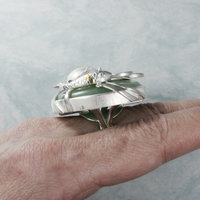 SOLD: Water lily ring, mabe pearl ring, red copper ring, silver ring, gold Keum Boo ring