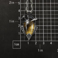 Steampunk pendant, oxidized silver pendant, black rutilated quartz pendant
