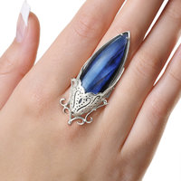 Blue labradorite ring, silver ring, openwork ring, Art Nouveau ring