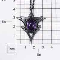 Goth oxidized silver pendant necklace, amethyst pendant necklace