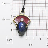 Blue labradorite and Jpanese red copper patina called Hido pendant necklace