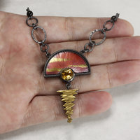 (C)KAZNESQ: Sunset pendant necklace of Keum Boo and Japanese Hido copper