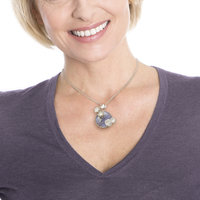 Lace agate lotus silver pendant necklace