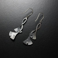 Ginkgo earrings, Keum Boo earrings, oxidized silver earrings