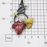 Ginkgo and red grape leaf oxidized silver pendant necklace