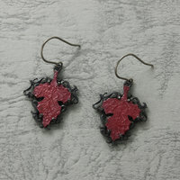 Red autumn leaf Goth taste oxidized silver Earrings.