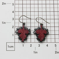 Red autumn leaf Goth taste oxidized silver Earrings.