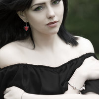 Red autumn leaf Goth taste oxidized silver Earrings.
