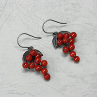 Oxidized silver Nandina earrings