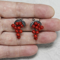 Oxidized silver Nandina earrings