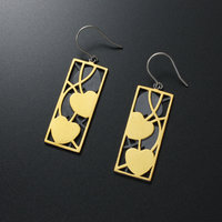 Art Nouveau gold leaf earrings of oxidized silver and Keum Boo