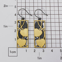 Art Nouveau gold leaf earrings of oxidized silver and Keum Boo