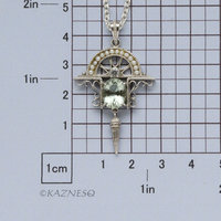 (C) KAZNESQ: Art Deco style Green Amethyst and white sapphire Arch shape Silver