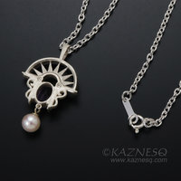 Art Deco style amethyst and akoya sterling silver pendant necklace